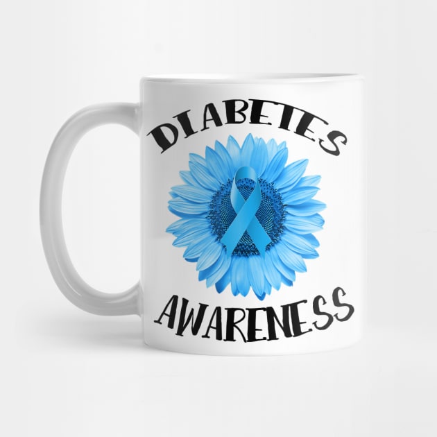 Diabetes awareness Blue ribbon Sunflower Diabetes Gift by thuylinh8